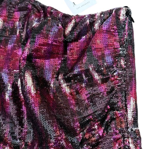 Misa Los Angeles  Nova One-Shoulder Sequin Minidress - Large Fuchsia Ikat $370 - Picture 7 of 11